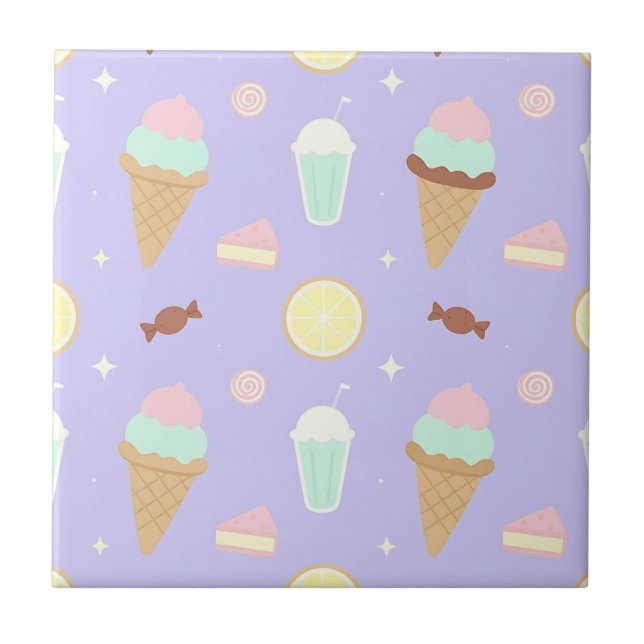 Azulejo Kawaii Ice Cream Sweets Pattern (Frente)