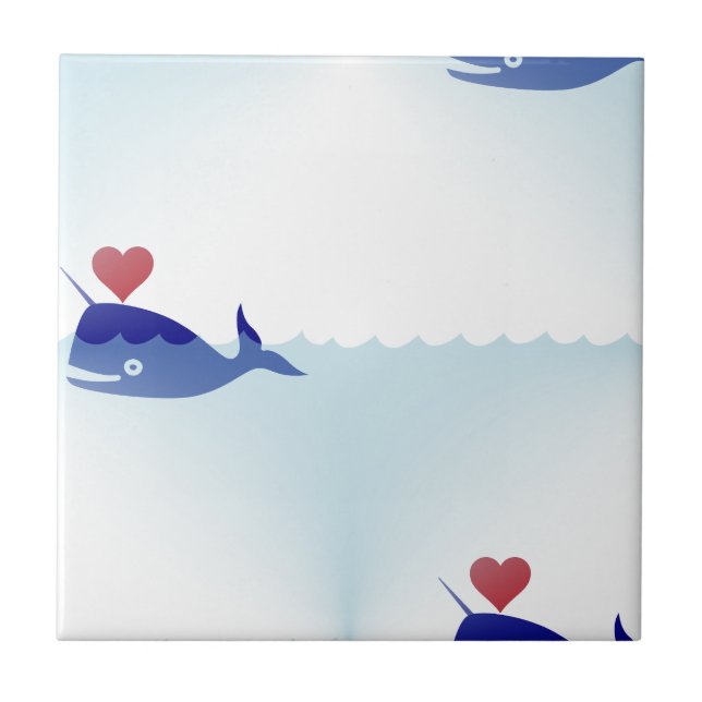 Azulejo kawaii narwhal (Frente)