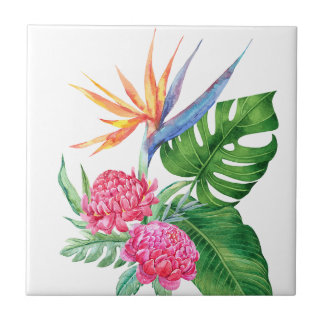 Azulejo Kealoha- (White) Acuerdo de Flores Hawaianas