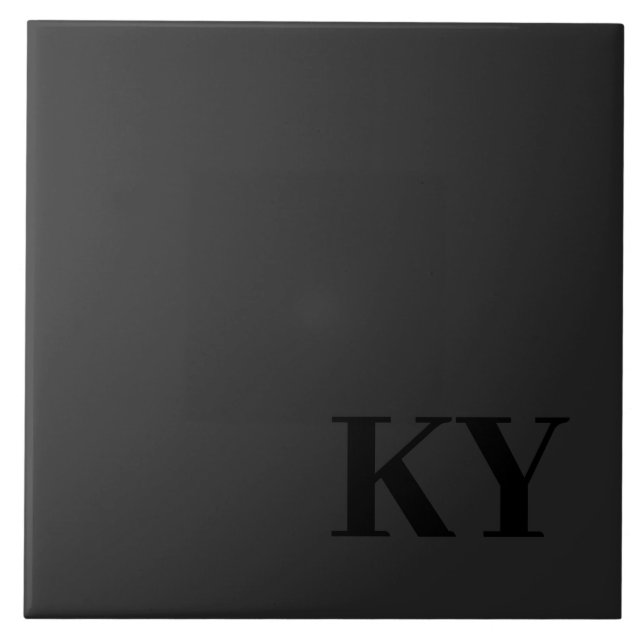 Azulejo Keepsake Ceramic Tile - Initials, Black, Dark Grey (Frente)