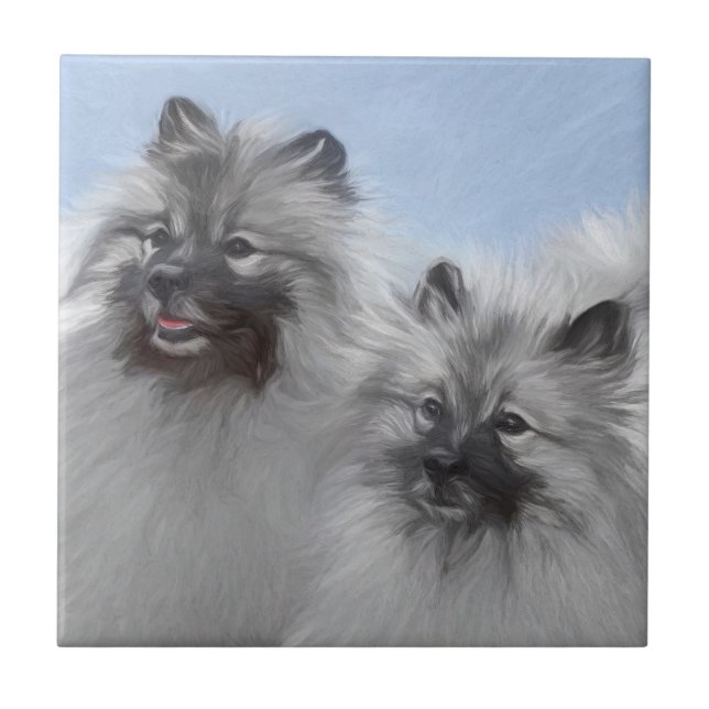 Azulejo Keeshond Pair de Kees pintura animal original (Frente)