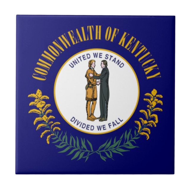 Azulejo Kentucky: Bandera estatal de la Commonwealth de Bl (Frente)