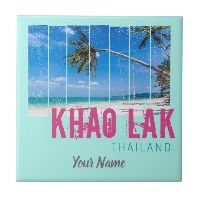 Azulejo Khao Lak Phang-Nga Souvenir Tailandés de Playa Vin (Frente)