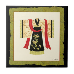 Azulejo Kimono japonés tradicional con impresión floral