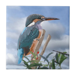 Azulejo Kingfisher y Willow