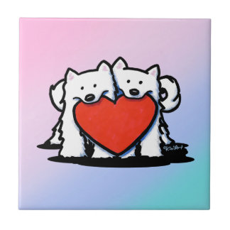 Azulejo KiniArt Samoyed Duo Conmovedor