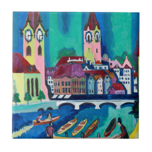 Azulejo Kirchner Paisaje urbano de Zúrich Arte expresionis