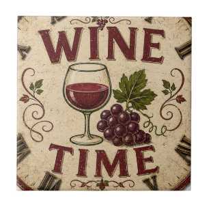 Azulejo Kitchen Farmhouse Decor Wine Time 