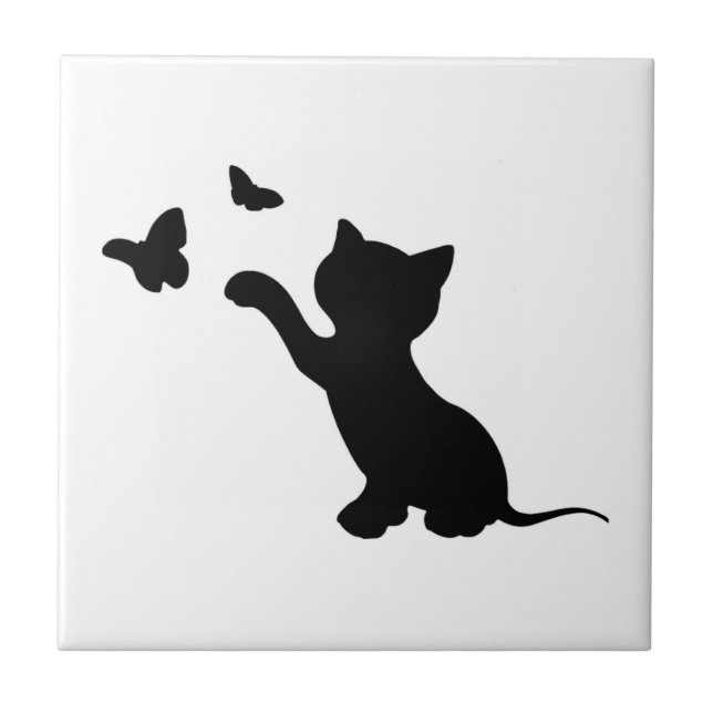 AZULEJO KITTEN JUGANDO CON MARIPOSAS (Frente)