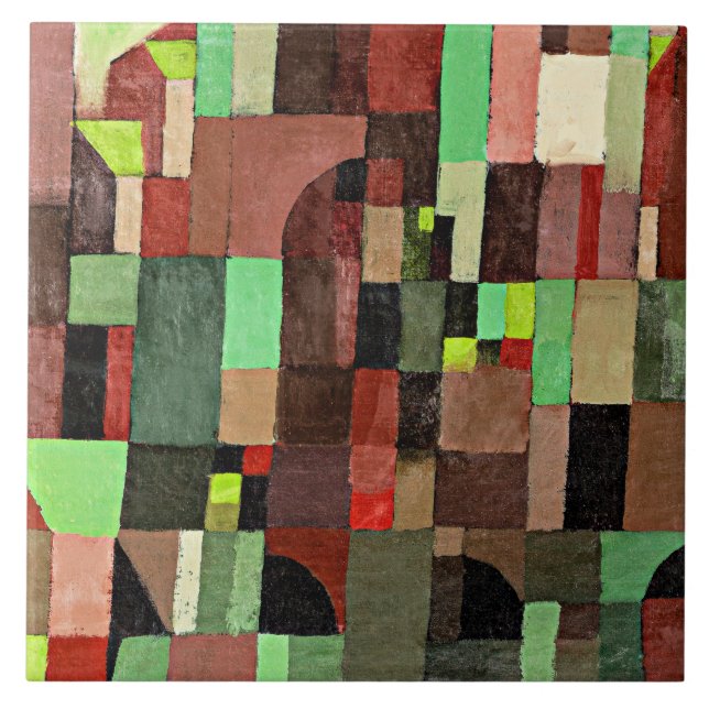Azulejo Klee - Ritmos rojos, verdes y violeta amarillos,  (Frente)