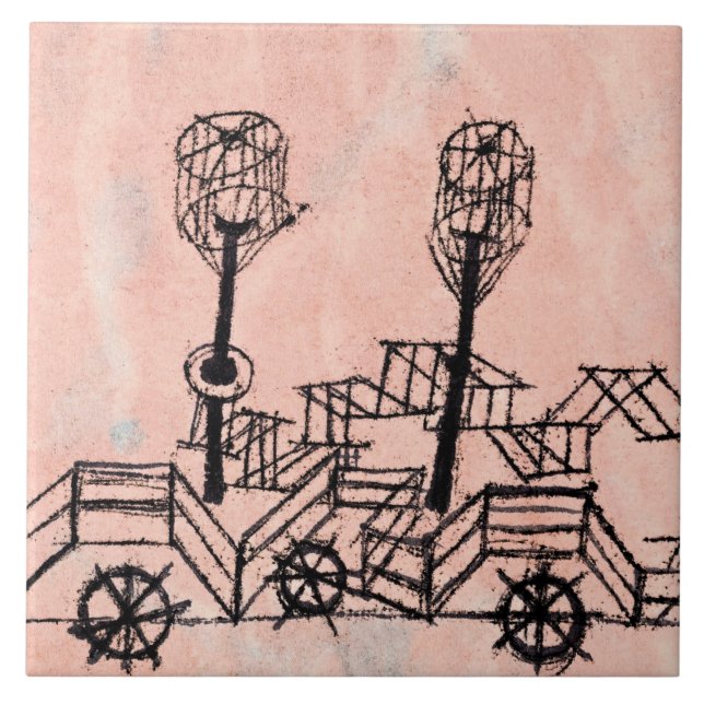 Azulejo Klee - Viejo barco de vapor, arte abstracto (Frente)