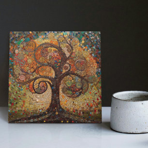 Azulejo Klimt Árbol de la Vida Dorado Arte Abstracto Nouve