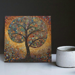 Azulejo Klimt Árbol de la Vida Dorado Arte Abstracto Nouve