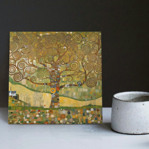 Azulejo Klimt Árbol de la Vida Dorado Arte Abstracto Nouve