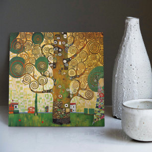 Azulejo Klimt Árbol de la Vida Dorado Arte Nouveau Abstrac