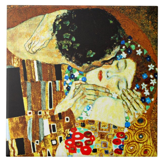 Azulejo Klimt: El Beso, pintura famosa, (Frente)