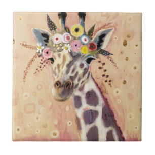 Azulejo Klimt Giraffe   Adornadas En Flores