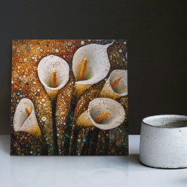 Azulejo Klimt Golden Calla Lilies Simbolismo Art Nouveau