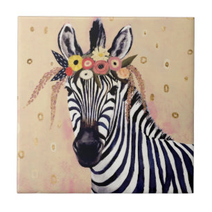 Azulejo Klimt Zebra   Adornadas En Flores