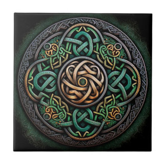Azulejo Knot Celtic Green Gold Knotwork