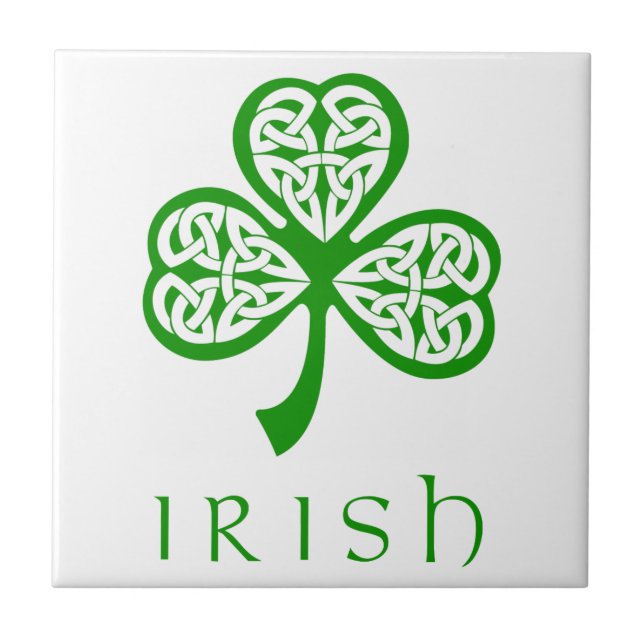 Azulejo Knot celtic Shamrock por texto irlandés (Frente)