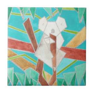 Azulejo Koala en árbol arte abstracto original