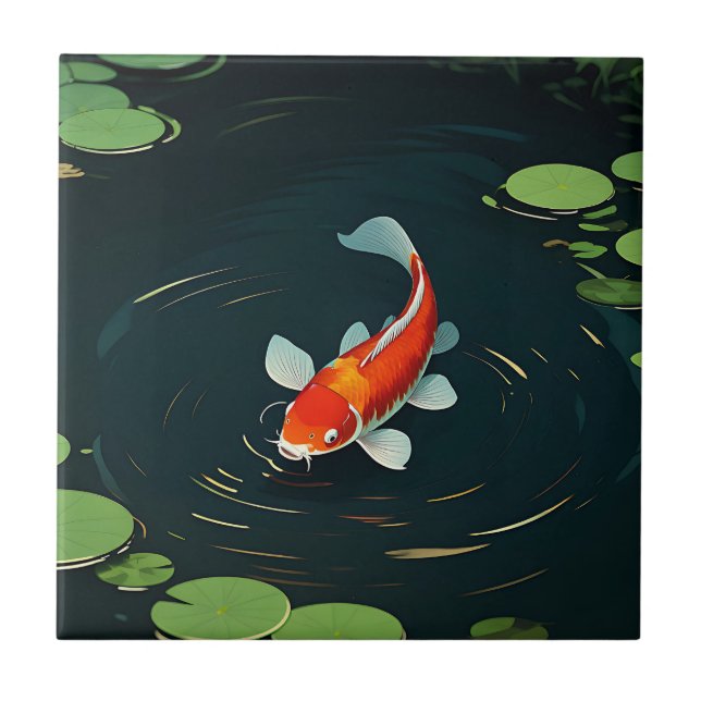 Azulejo Koi Carp Lotus Pond Serenity (Frente)