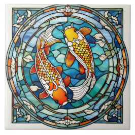 Azulejo Koi Fish StainGlass Japonés Asain Fish