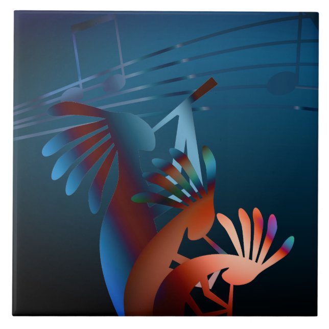 Azulejo Kokopelli Blues Music 2 6" (Frente)