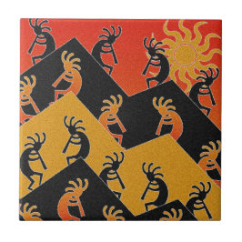 Azulejo Kokopelli Dance Desert Sunset Southwest