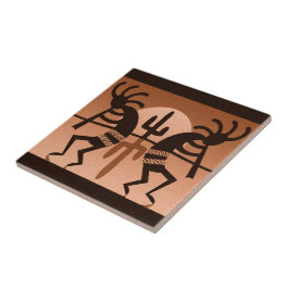 Azulejo Kokopelli Desert Sun Cactus Tile Cerámico Suroeste