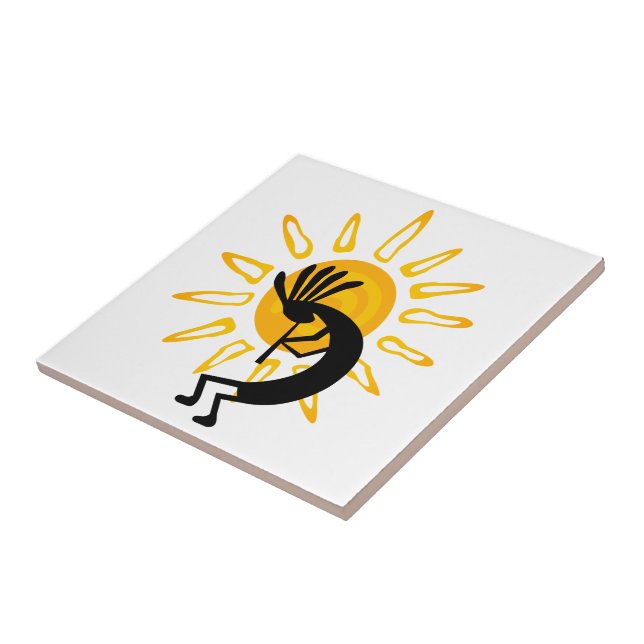 Azulejo Kokopelli Gold Sun Cerámica Tile (Lado)