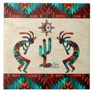 Azulejo Kokopelli Y Cactus