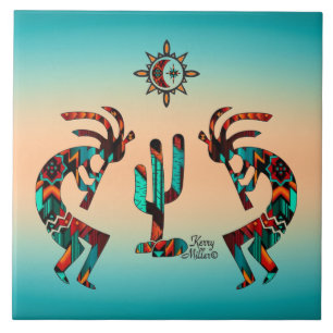 Azulejo Kokopelli Y Cactus