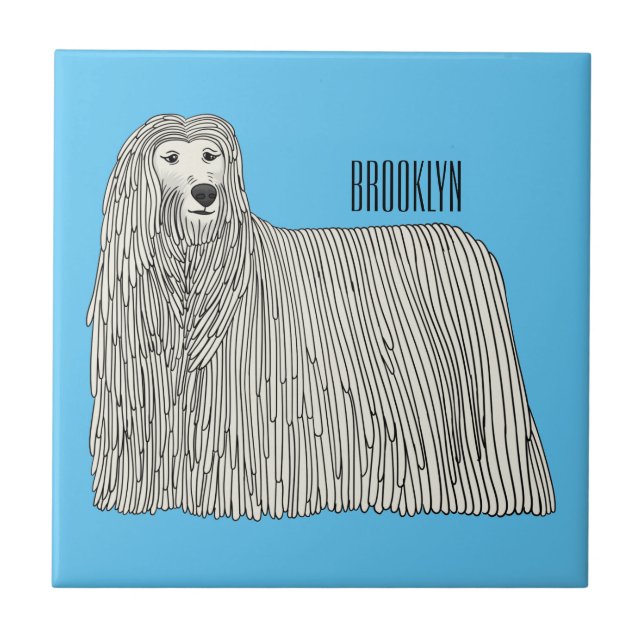 Azulejo Komondor dog cartoon illustration (Frente)