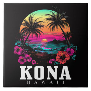 Azulejo Kona Hawái Hibisco Hawaiano Flores Surfista