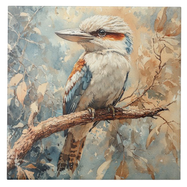 Azulejo Kookaburra in a Tree Watercolor (Frente)