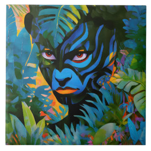 Azulejo "Kuiráya" - Hoja pintada - Mujeres En La Amazonía