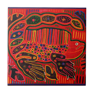 Azulejo Kuna Iguana Mola india