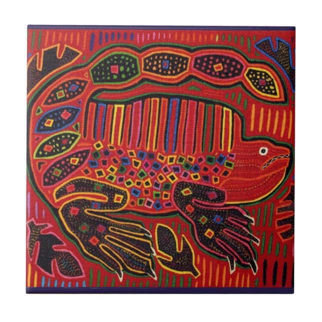 Azulejo Kuna Iguana Mola india (Frente)