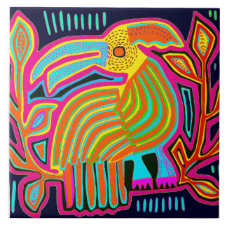 Azulejo Kuna Indian Mola Parrot Ceramic Tile