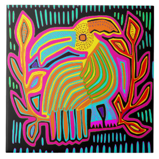 Azulejo Kuna Indian Mola Parrot Ceramic Tile
