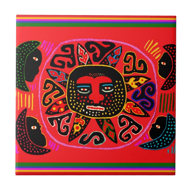 Azulejo Kuna Tribal Del Sol (Frente)