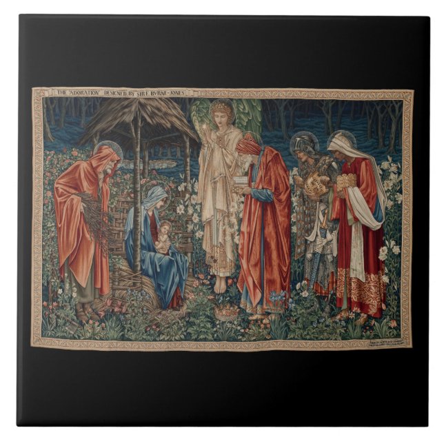 Azulejo La adoración del Magi (por Edward Burne-Jones) (Frente)