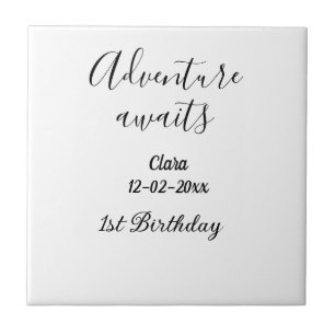 Azulejo La aventura espera feliz cumpleaños 1 nombre fecha