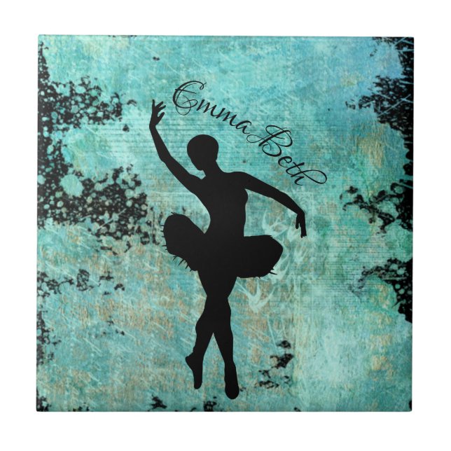 Azulejo La bailarina de ballet Ballerina Silhouette en azu (Frente)