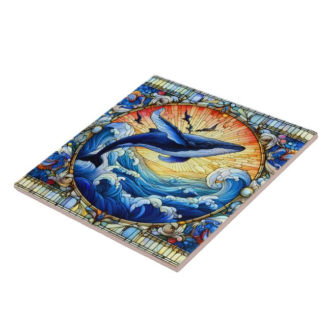 Azulejo La Ballena Bailarina A Ventanas De Vidrio Manchado (Lado)