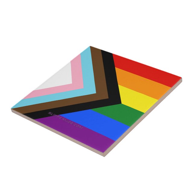 Azulejo La bandera del orgullo progresista de SlipperyJoe' (Lado)