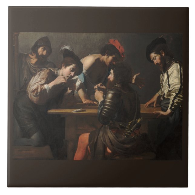 Azulejo La barata y los soldados mercenarios jugando carta (Frente)