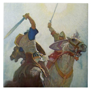 Azulejo "La batalla de espadas fue feroz" por NC Wyeth